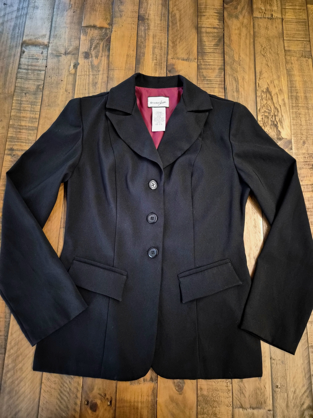 Breakin Loose Black Tailored 3-Button Blazer Jacket Pink Lining - Size 9/10